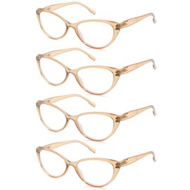 OLOMEE Cat Eye Reading Glasses Women +1.50 Stylish Lightweight Readers Modern Cateye Cheaters Glasses 4 Pack Spring Hinges Comfortable Fit