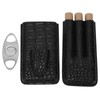Cigar Case Portable Black Large Capacity PU Leather Caiman Pattern