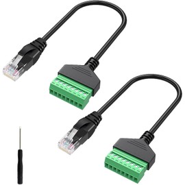 JYCONNECTS 2 Stück RJ45 Stecker auf 8 Poligen Schraub Klemmenblock Adapter, RJ45 Netzwerkstecker auf 8-poligen Ethernet-Anschluss für Cat7 Cat6 Cat5 Ethernet Extender