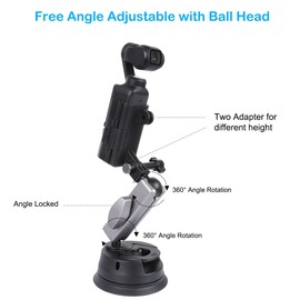 PellKing PellKing Osmo Pocket 3 Suction Cup + Pocket 3 Protective Cage Frame Fill Light and Microphone Expandable, Car Outside Inside Windshield Window Dashboard Attachment for Osmo Pocket 3,Hero 13 12 11