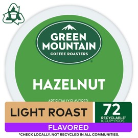 Green Mountain Coffee Roasters Hazelnut, Single-Serve Keurig K-Cup Pods, Flavored Light Roast Coffee, 72 Count