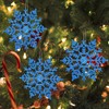 SULOLI 12PCS Glitter Snowflake Hanging Decorations(Royal Blue)
