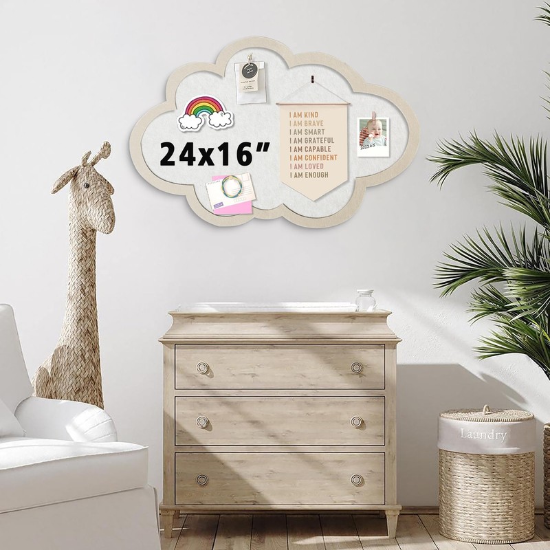 LIYAOLI Felt Bulletin Board 16x24 Inch - Cloud-Shaped Polyester Fiber