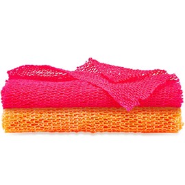 2 Pieces African Net Sponge Exfoliating Net African Body Scrubber Bath Rag Washcloth Towel Shower Body Back Scrubber Skin Smoother for Daily Use or Stocking Stuffer (Orange, Pink)