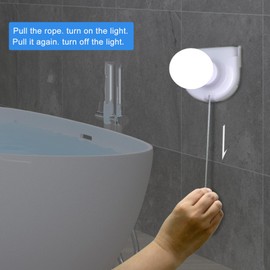 Shuwea 2 Pack Battery Operated Light Bulb, Stick-Up Battery Powered Wireless LED Closet Light Bulb, Self Adhesive Wall Mounted Light Fixture with Pull Chain for Cabinet Bedroom Living Room Kitchen