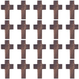 SUNNYCLUE 100Pcs Easter Wood Cross Charms Wooden Cross Beads Mini Small Pocket Crosses Natural Wood Rosary Crucifix Easter Holiday Charms for jewellery Making Charms DIY Necklace Bracelets Crafts