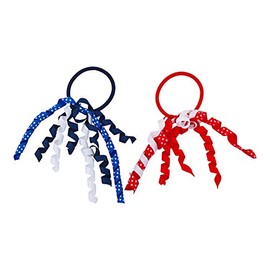 Lux Accessories 2 Pieces Red Blue Polka Dots 90s Inspired Hair Elastics and Ties