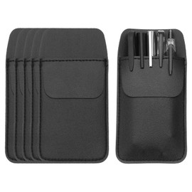 PATIKIL 6 Pack Leather Pocket Protector, MultiPurpose Pen Pocket Protector Pen Holder Organizer Pouch Pencil Sleeve for Heavy Duty Shirts Lab Coats Pointers Notes Card Office, Black