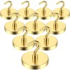 VNDUEEY 10 Pack 110 Lbs Gold Magnetic Hooks, Neodymium Magnet