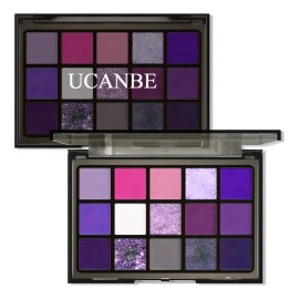 Paleta de Sombras Ucanbe Purple Witch 15 Tonos Mate Brillante Metálico Glitter