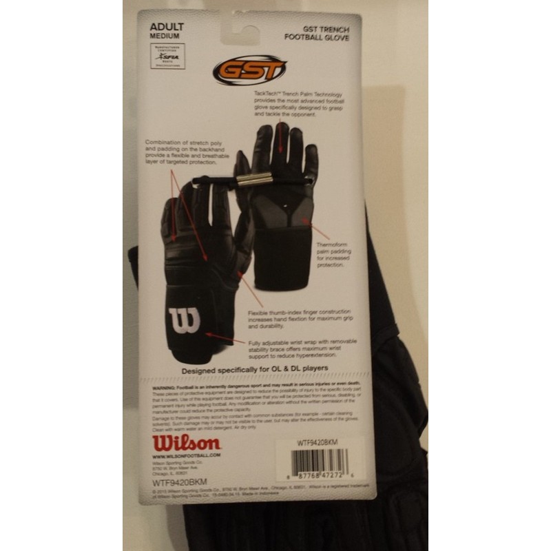 WILSON GST Trench Handschuhe, Größe M, Schwarz