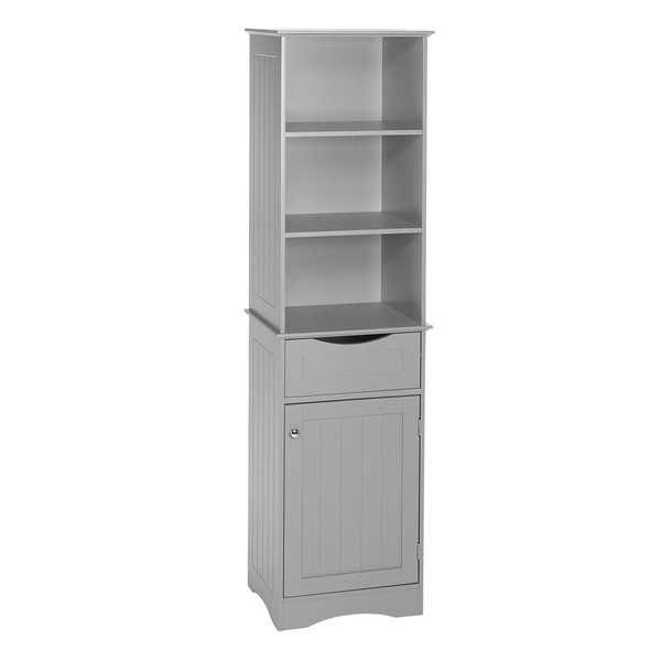 RiverRidge, Gray Ashland Bathroom Freestanding Storage Cabinet with Three Open Shelves and Drawer, Size