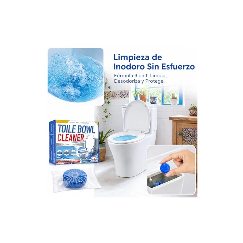 12pcs Pastillas Limpiadoras para Inodoro - Elimina Cal(Toaleta)