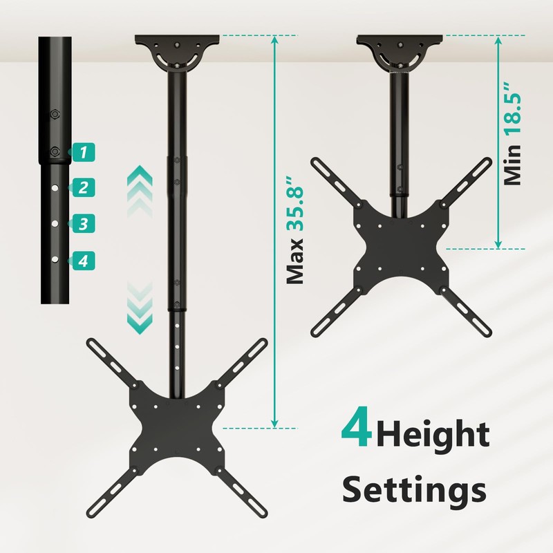 WALI TV Ceiling Mount Adjustable Bracket Fits Most LED, LCD,