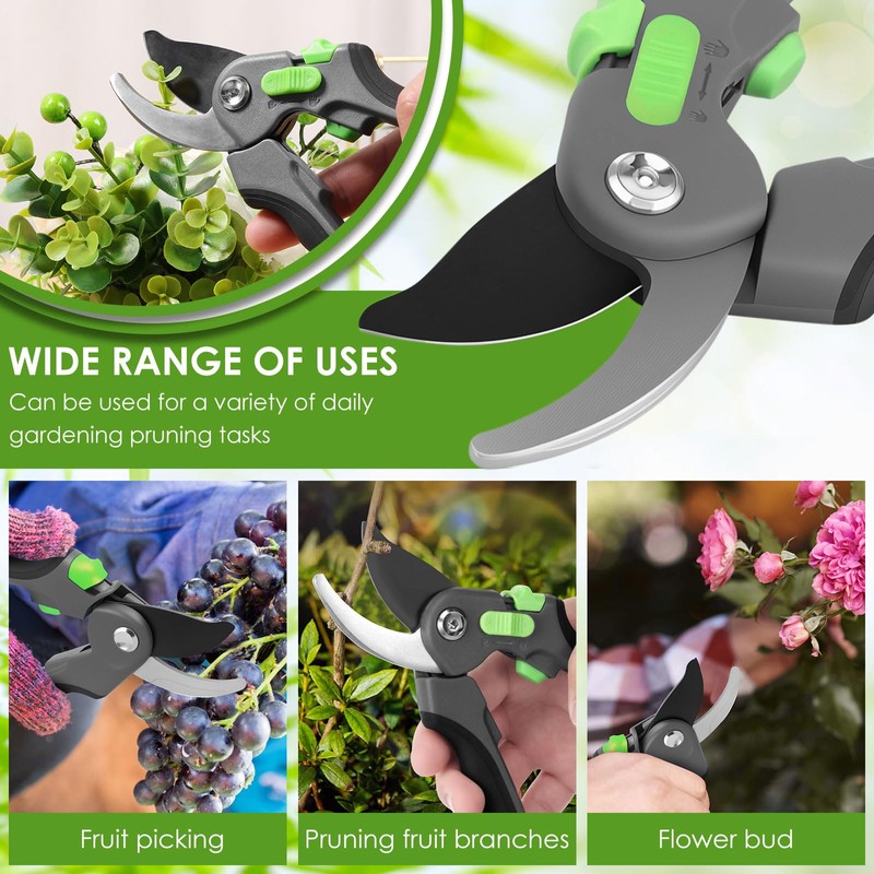 2 Pcs Pruning Shear Sturdy Steel Hand Pruner with Ergonomic