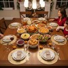 6pcs Gold Placemats for Round Table Metallic Pressed Vinyl Table