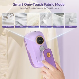 JZOOM Travel Steamer Iron for Clothes, Portable 2-in-1 Steam Iron, 6 Smart Modes, 180° Rotatable Handle, 15s Fast Heat-up, 20min Continuous Steam, Mini Steamer for Clothes Travel Size for Home & Trips