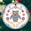 Adorno de búho escandinavo, étnico folk boho, estilo mexicano (círculo)