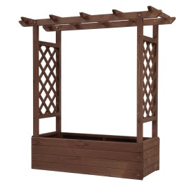 43.5*17.5*44.5 in Fir Wood Arched Lattice Raised Garden Bed with Carbonized Wooden Planting Frame Fencing Trellis Gates Producttitle: default title