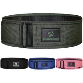 AQF Weight Lifting Belt - 4” Auto Lock Nylon Gym Belt for Functional Training Bodybuilding Powerlifting Deadlift Squat and Weightlifting workout - Lifting Support for Men and Women (S, Green)