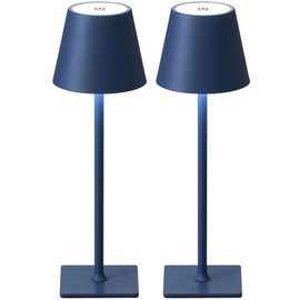 KDG 2 Pack Cordless Table Lamp,Portable LED Desk Lamp, 4000mAh Battery Operated, 3 Color Stepless Dimming Up, for Restaurant/Bedroom/Bars/Outdoor Party/Camping/Coffee Shop Night Light(Blue)