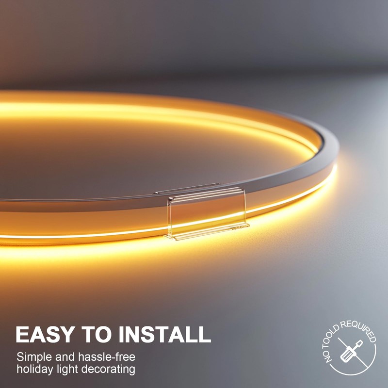 Neon Rope Light Clips Mounting - 24 Pcs Clear Waterproof