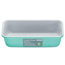 BAKKENMASTER Premium Loaf Pan 1 lb – Aluminum, Ceramic Non-stick Coating, PTFE & PFOA Free, Even Heat, Non-toxic, 4.7" x 9", Perfect for Pound Cakes, Breads, & More - Teal