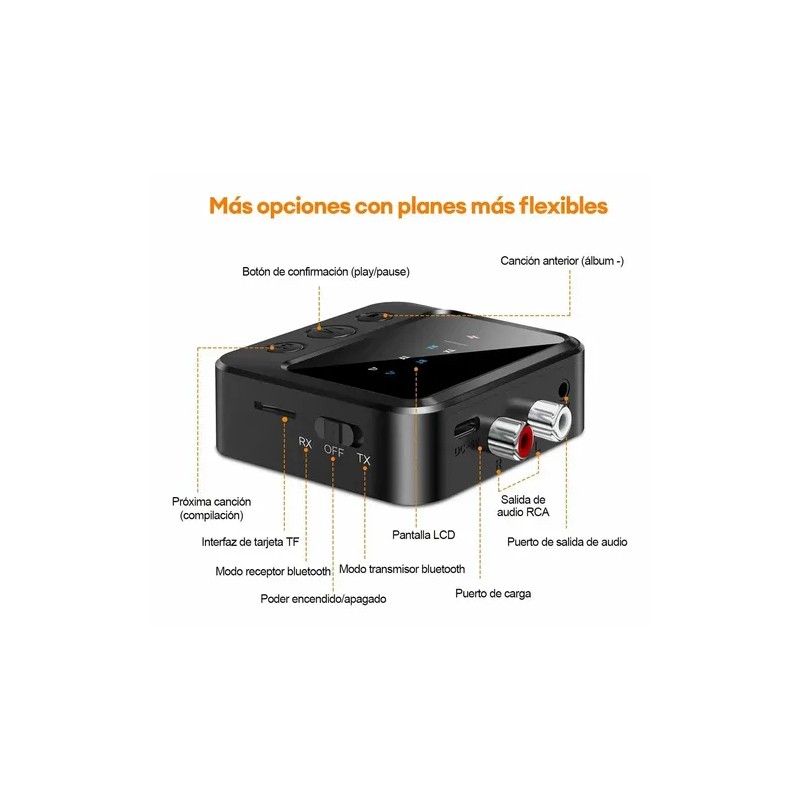 Bluetooth 5.3 Transmisor Receptor Audio Stereo Adaptador,admite Salida De Audio