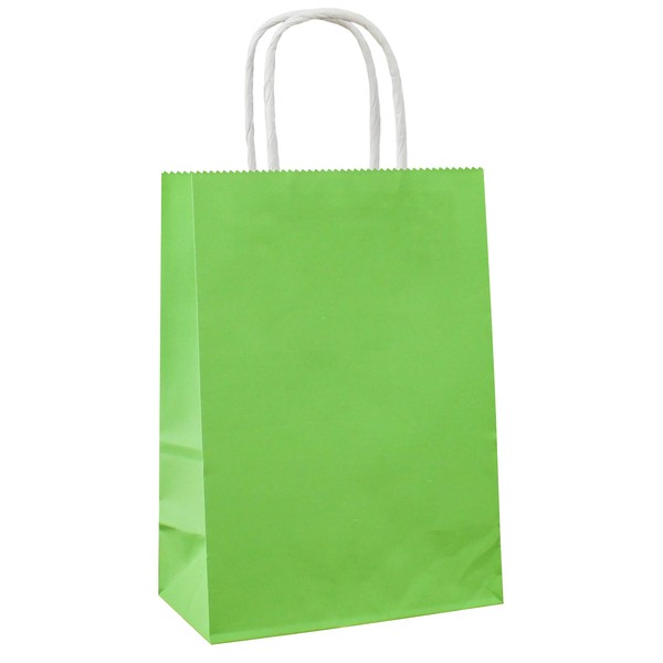 ADIDO EVA 25 PCS Medium Gift Bags Green Kraft Paper Bags with Handles for Party Favors (8.3 x 10.6 x 4.3 In)