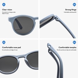 Suertree Baby Polarisierte Sonnenbrille 0-3 Jahre Silikon Sonnenbrille Kinder Flexible Anti UV400 UltraLicht Linse UV-Schutz im Freien Unisex grey blue