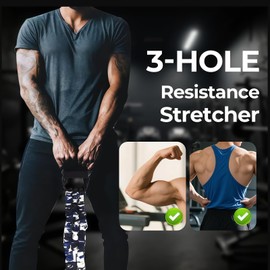 2025 New Natural Latex 3-Hole Resistance Stretcher, 3-Way Natural Latex Resistance Band-Full Body Stretching & Strength Training, Ab Training Auxiliary Device, Unisex (Green)