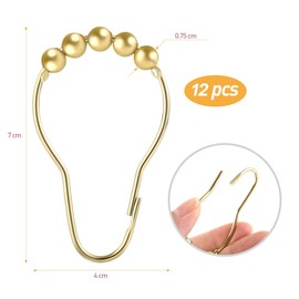 LIHAO 12 x Shower Rings, Shower Curtain Rings, Stainless Steel Hanging Rings with Sliding System