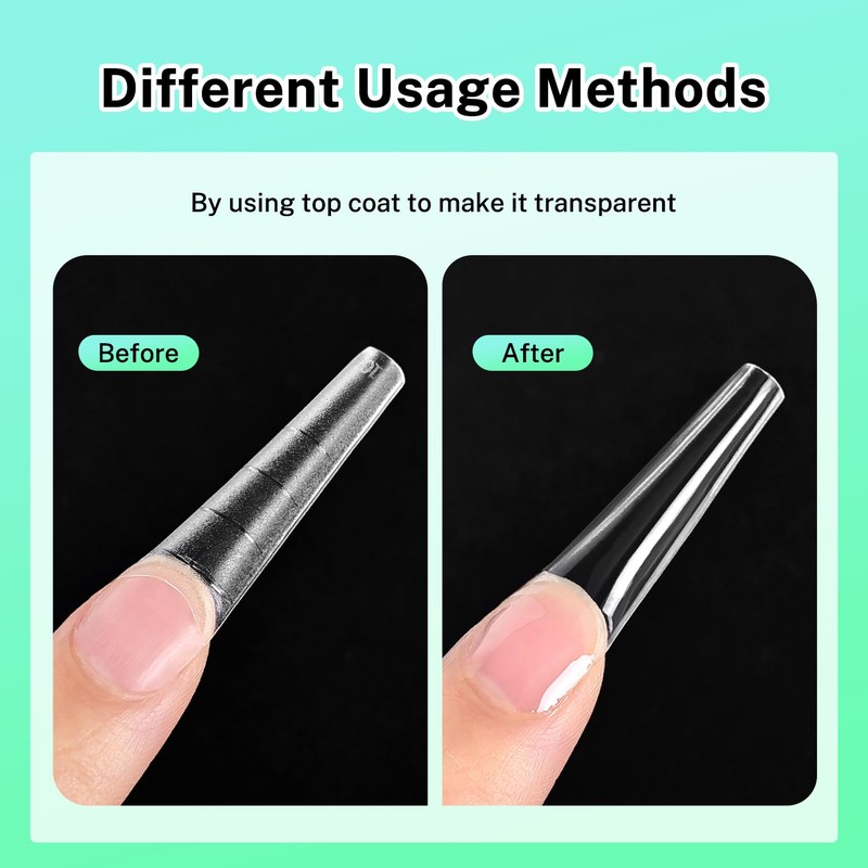 JODSONE Long Coffin Nail Tips Soft Gel Matte Half Cover