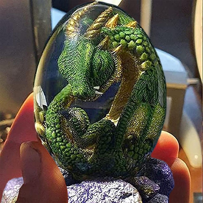 KKPLZZ Crystal Lava Dragon Eggs, Mysterious Dinosaur Eggs with Display