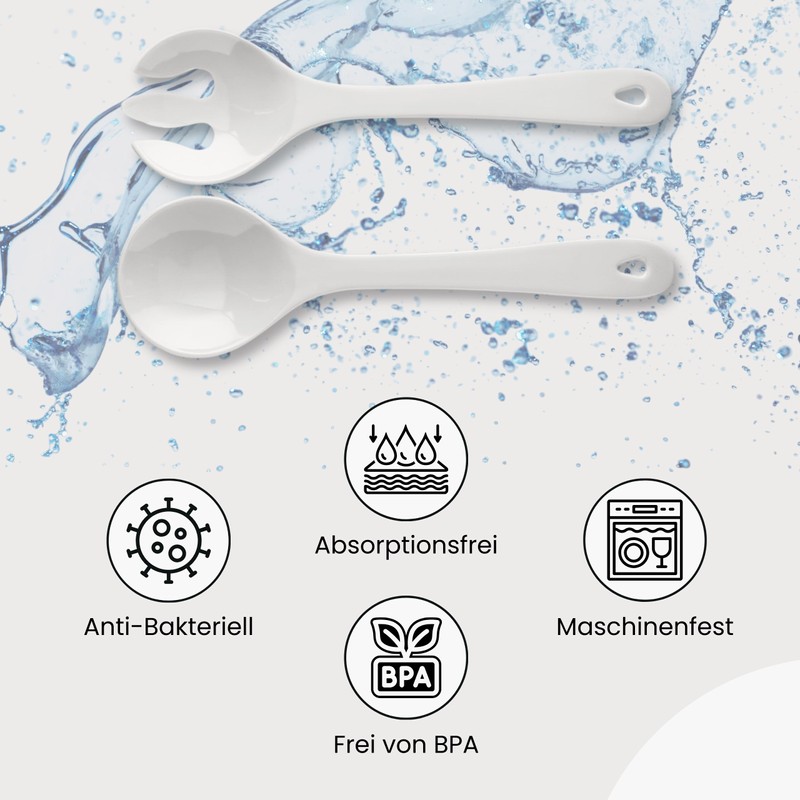 Spoddy Plastic Salad Servers (31 cm Large, Two-Piece, White) -