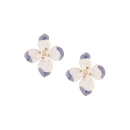 OJERRY Statement Ivory Blue Pastel Flower Stud Earrings for Women, Oil Drip Floral Earrings Jewelry Accessories Romantic Cool Gifts for Her Women in Their 20s 30s