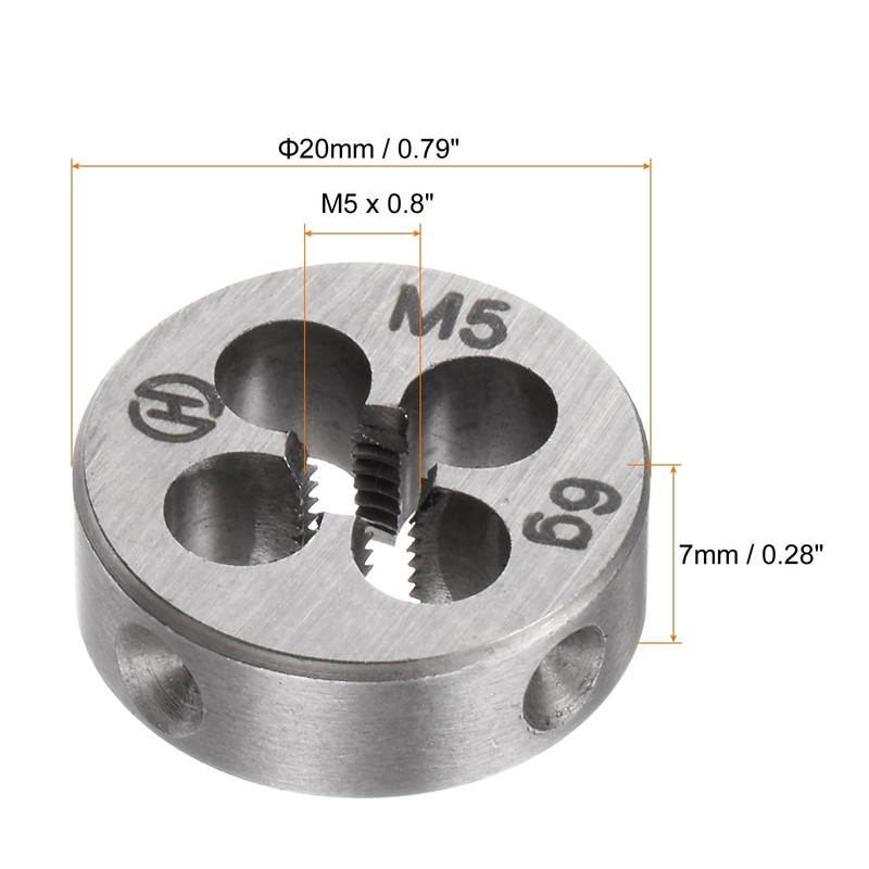TA-VIGOR 1pc M5 x 0.8 Metric Adjustable Threading Die, Alloy