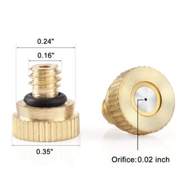 CozyCabin Brass Misting Nozzles Misting Water Mister Nozzle for Garden, Patio, Greenhouse, Outdoor Cooling Mister System 0.016" Orifice (0.4mm) Thread UNC 10/24 (40PCS)