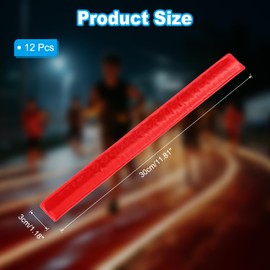 PATIKIL Reflective Slap Bands, 12 Pcs Reflector Band Snap Bracelet Armbands High Visibility Safety Reflectors Wrist Strap Strips for Night Jogging Cycling Running Hiking, Red