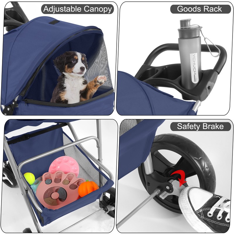 Wedyvko 4 Wheels Dog Stroller Pet Strollers for Small Medium