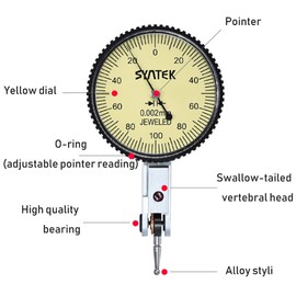 2PCS Dial Indicator, 0-20 * 33.5mm Dial Test Indicator DTI Gauge, Clock Gauge TDC Indicator, Range Dial Test Indicator with Portable Case, Graduation Metric Test Dial Gauge, Accuracy Measuring Meter