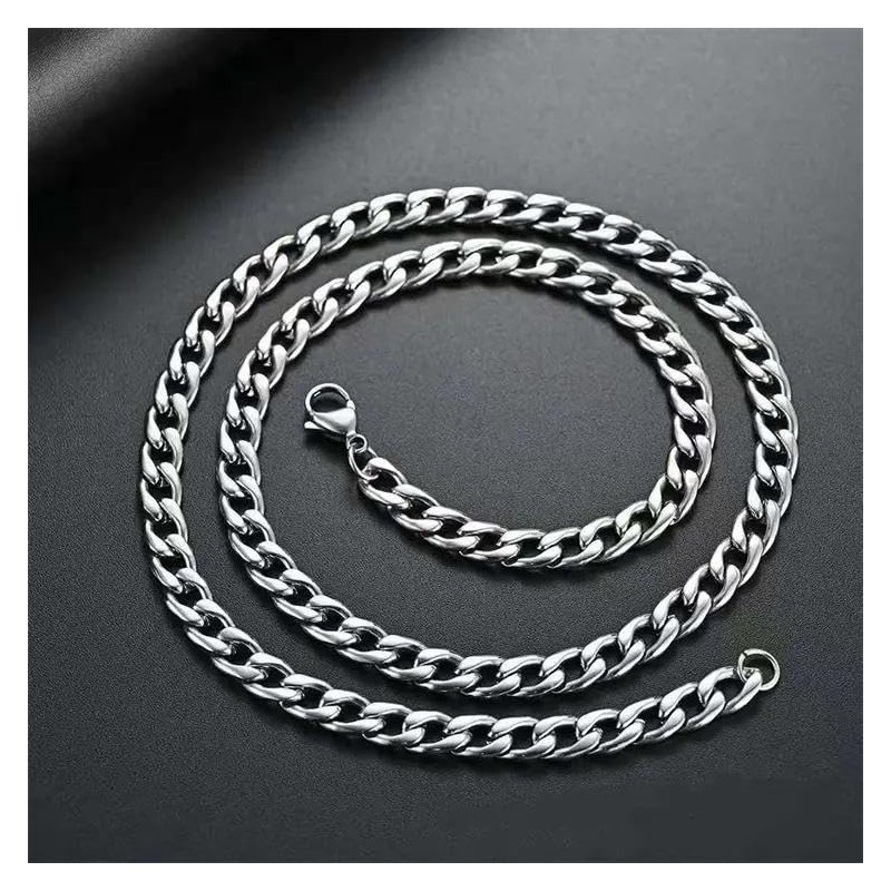 Razzberry Mens 5mm Wide 60cm Length Stainless Steel Chunky Cuban