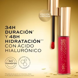 L'BEL - Infini Absolu Labial Liquido Edición Limitada Color Rosé 7 g, De Larga Duración, con Ácido Hialurónico, Labial de Color Intenso con Acabado Ma