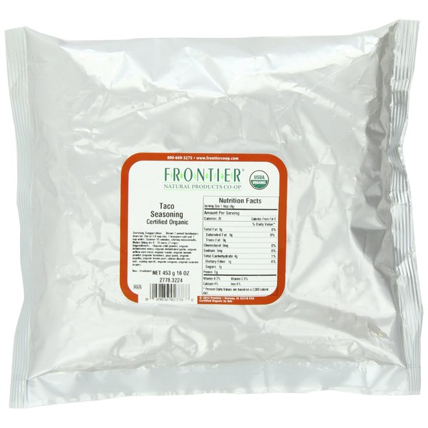 Frontier Co-op Salt-Free Taco Seasoning, 1-Pound Bulk, Certified Organic, Mexican-Inspired