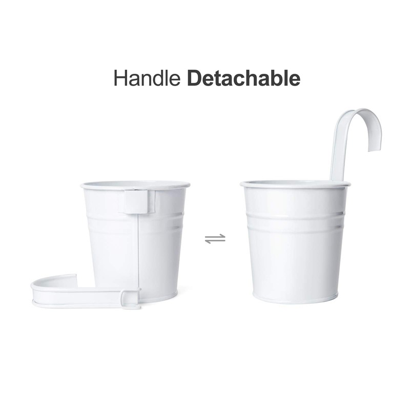 Dahey 10 Pcs Hanging Flower Pots Metal Iron Bucket Planter