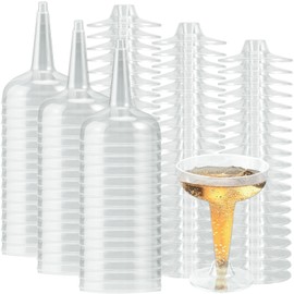 Loccmat 75 Pcs Plastic Champagne Coupe,4 Oz Disposable Champagne Glasses,Clear Cocktail Glasses,Disposable Party Stem Cups for Martini Margarita Wedding Birthday Party Picnics