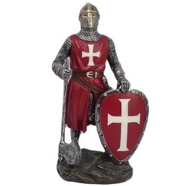 ICE ARMOR 7" H Red Crusader with Axe and Shield Figurine Statue Sculpture Ornament Decoration Home/Room Decor Ideas for Housewarming, Holidays and Birthdays Great Collectible Addition