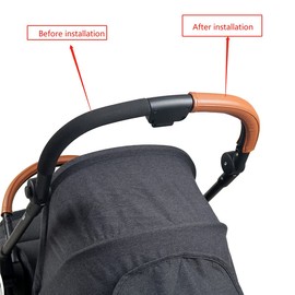 gogolotom Baby Pram PU Leather Handle Cover Compatible with Cybex Eezy S Twist (+) 2 Pushchairs Removable Pram Handle Cover with Zip Opening (for Mum Handle, Brown)