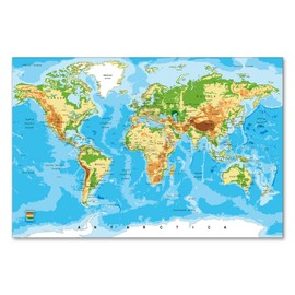 Postereck - 0848 - Hochwertige Weltkarte | Weltkarte Wand mit Hauptstädten der Länder | Unterricht Klassenzimmer Schule World Map Wall | Landkarte Welt XXL - Poster - 3:2-30,0 cm x 20,0 cm