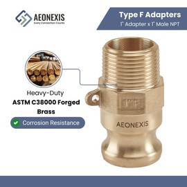 AEONEXIS 1" Camlock Fittings Type F - Heavy-Duty Forged Brass ASTM C38000, Cam Lock Corrosion-Resistant Adapter & Male NPT for Water/Oil Flow Systems